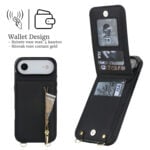 Solidenz Fashion Portemonnee hoesje met koord iPhone Air – Zwart - 1