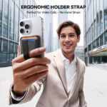 Joyroom magnetische MagSafe wallet met kaarthouder en handstrap – ruimte voor 3 passen – Zwart - 3