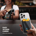 Joyroom magnetische MagSafe wallet met kaarthouder en handstrap – ruimte voor 3 passen – Zwart - 4