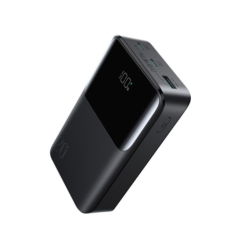 Joyroom mini powerbank 20.000 mAh met 22,5W snelladen en digitaal display (2x USB-C + USB-A) – Zwart