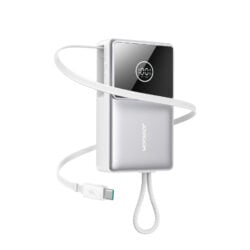Joyroom powerbank 10.000 mAh met ingebouwde oprolbare USB-C kabel en 22,5W snelladen – Wit