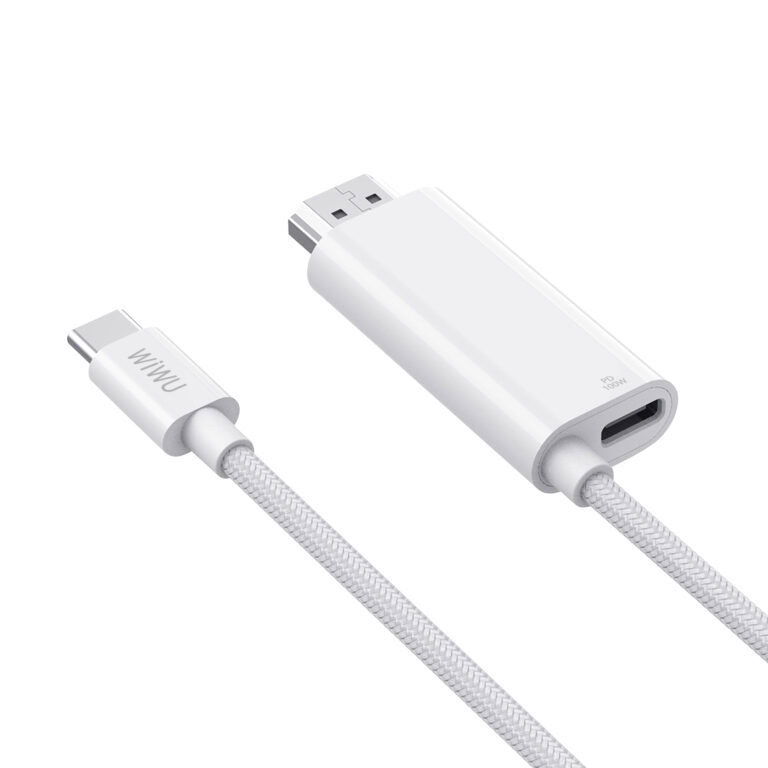 WIWU Type-C naar HDMI kabel (4K@60Hz) – 100W PD Fast Charge & Projectie Kabel – 1.8 M – Wit