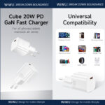 WiWU 20W snellader – USB-C Poort zonder Kabel – Wit - 2