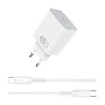 WiWU 45W snellader – USB-C oplader inclusief USB-C Kabel – Wit