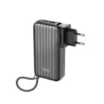 WiWU Powerbank 10000mAh 3-in-1 Type-C, Lightning kabel en Wereldstekker – Zwart - 1