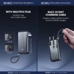 WiWU Powerbank 10000mAh 3-in-1 Type-C, Lightning kabel en Wereldstekker – Zwart - 4