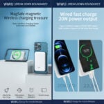 WiWU Powerbank 10000mAh – Magsafe – Type-C en USB-A ingang – met Kickstand – Wit - 5