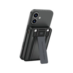 WiWU Powerbank 10000mAh - Type-C en Lightning kabel - Met kickstand - Digital display - Zwart