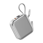 WiWU Powerbank 10000mAh - Type-C en Lightning kabel - Draadloos opladen - Digital display - Wit