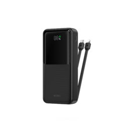 WiWU Powerbank 20000mAh 2-in-1 kabel Type-C en Lightning - Digital display - Zwart