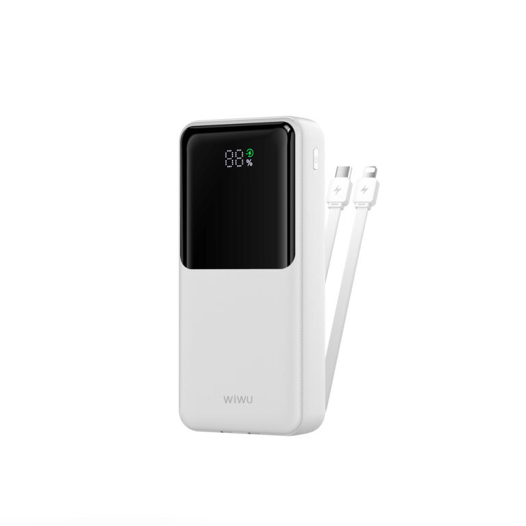 WiWU Powerbank 20000mAh 2-in-1 kabel Type-C en Lightning - Digital display - Wit