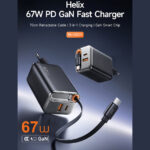 WiWU Tweepoorts Oplader Helix 67W snellader – Inclusief intrekbare kabel 70cm – Zwart - 4