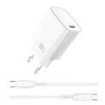WiWU USB-C snellader 20W – Stekker inclusief USB-C Kabel – Wit