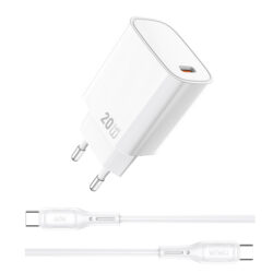 WiWU USB-C snellader 20W – Stekker inclusief USB-C Kabel – Wit