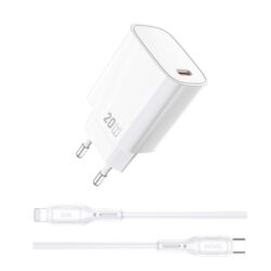 WiWU USB-C snellader 20W – Stekker inclusief USB-C naar Lightning Kabel – Wit