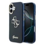Guess IML 4G Script Metal Logo Hoesje iPhone 17 - Blauw