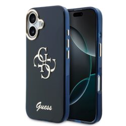 Guess IML 4G Script Metal Logo Hoesje iPhone 17 - Blauw