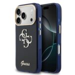 Guess IML 4G Script Metal Logo Hoesje iPhone 17 Pro - Blauw