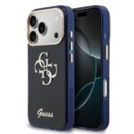 Guess IML 4G Script Metal Logo Hoesje iPhone 17 Pro Max - Blauw
