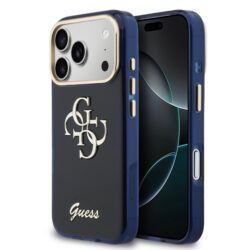 Guess IML 4G Script Metal Logo Hoesje iPhone 17 Pro Max - Blauw