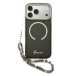 Guess IML Glitter Script Strap MagSafe Hoesje iPhone 17 Pro Max - Zwart