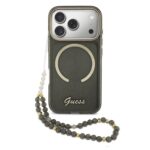 Guess IML Glitter Script Strap MagSafe Hoesje iPhone 17 Pro – Zwart Main Image