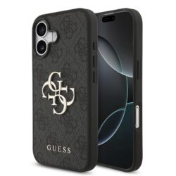 Guess PU 4G Metal Logo Hoesje iPhone 17 - Grijs