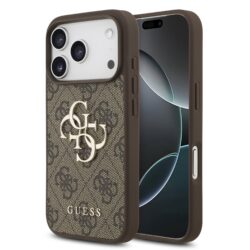 Guess PU 4G Metal Logo Hoesje iPhone 17 Pro - Bruin