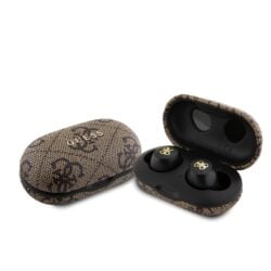 Guess PU 4G Metal Logo TWS Draadloze Oordopjes - Bruin