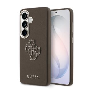 Guess PU 4G Resin Metal Logo Hoesje Samsung Galaxy S26 - Bruin