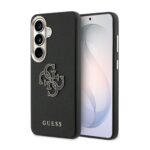 Guess PU 4G Resin Metal Logo Hoesje Samsung Galaxy S26 Plus - Zwart