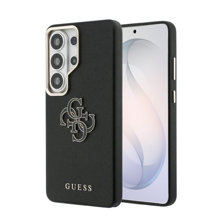 Guess PU 4G Resin Metal Logo Hoesje Samsung Galaxy S26 Ultra - Zwart
