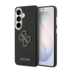 Guess PU 4G Resin Metal Logo Hoesje Samsung Galaxy S26 - Zwart