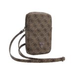Guess PU 4G Triangle Logo Universeel Telefoontasje met Rits - Bruin