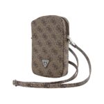 Guess PU 4G Triangle Logo Universeel Telefoontasje met Rits - Bruin - afbeelding 3