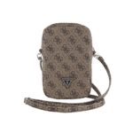 Guess PU 4G Triangle Logo Universeel Telefoontasje met Rits - Bruin - afbeelding 4
