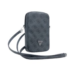 Guess PU 4G Triangle Logo Universeel Telefoontasje met Rits - Zwart