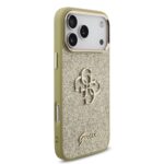 Guess PU Fixed Glitter 4G Metal Frame Hoesje iPhone 17 Pro Max – Goud - 3