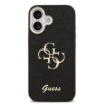Guess PU Fixed Glitter 4G Metal Frame Hoesje iPhone 17 – Zwart - 2
