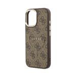 Guess PU Leather 4G Gold Frame MagSafe Hoesje iPhone 17 – Bruin - 4
