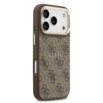 Guess PU Leather 4G Gold Frame MagSafe Hoesje iPhone 17 Pro – Bruin - 3