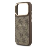 Guess PU Leather 4G Gold Frame MagSafe Hoesje iPhone 17 Pro – Bruin - 4