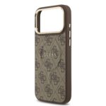 Guess PU Leather 4G Gold Frame MagSafe Hoesje iPhone 17 Pro Max – Bruin - 4