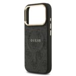 Guess PU Leather 4G Gold Frame MagSafe Hoesje iPhone 17 Pro – Zwart - 4