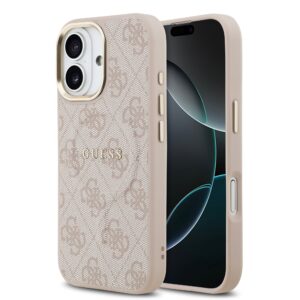 Guess PU Leather 4G Gold Frame MagSafe Hoesje iPhone 17 - Roze