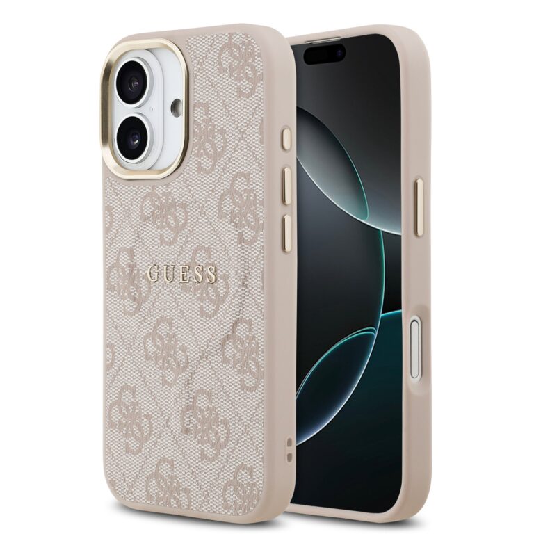 Guess PU Leather 4G Gold Frame MagSafe Hoesje iPhone 17 - Roze