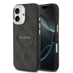 Guess PU Leather 4G Gold Frame MagSafe Hoesje iPhone 17 - Zwart