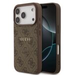 Guess PU Leather 4G MagSafe Hoesje iPhone 17 Pro - Bruin