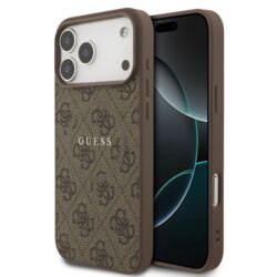 Guess PU Leather 4G MagSafe Hoesje iPhone 17 Pro Max - Bruin
