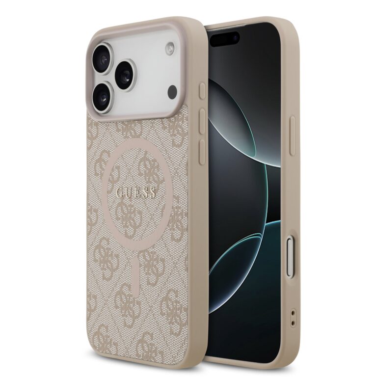 Guess PU Leather 4G MagSafe Hoesje iPhone 17 Pro Max - Roze